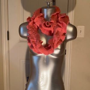 Pink ruffled sweater  scarf New York and company